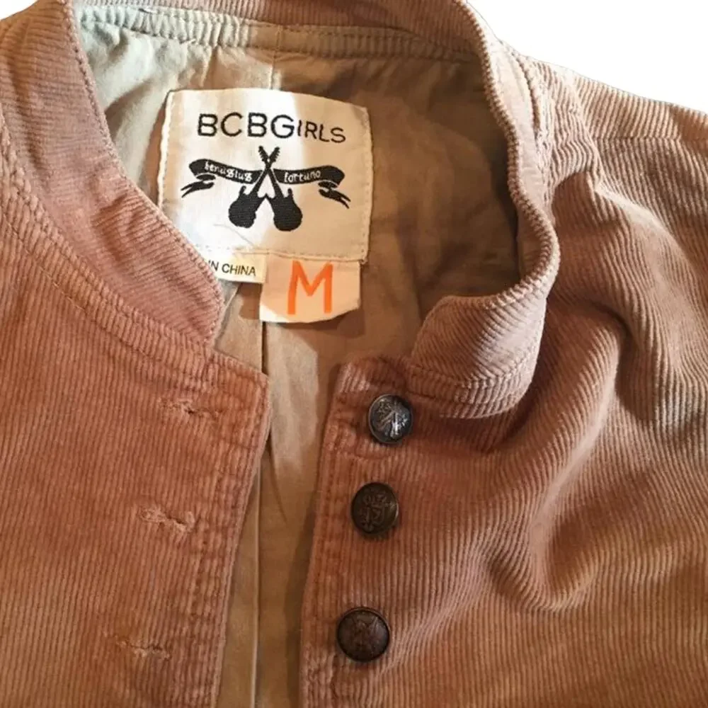 New Without Tags Vintage 2000's BCBGGirls Tan Corduroy Fitted Jacket Medium‎
